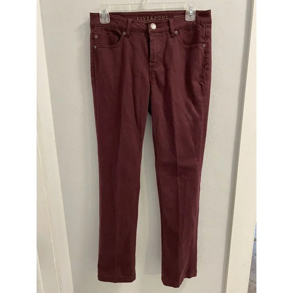 liverpool jeans company sadie straight burgundy jeans size 28/6 - Pre Owned - Picture 1 of 7